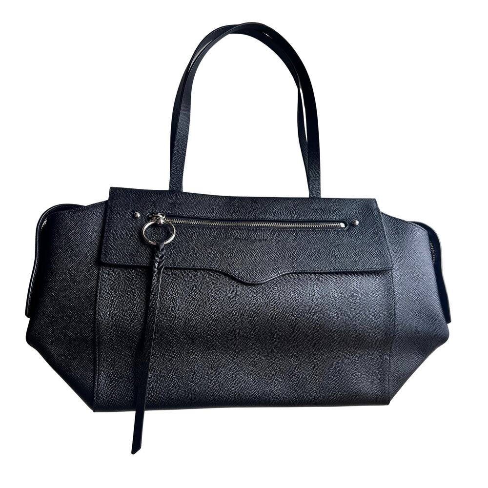 Rebecca Minkoff Large Gabby Tote Black Leather Textured Shoulder Work Bag - Picture 4 of 14